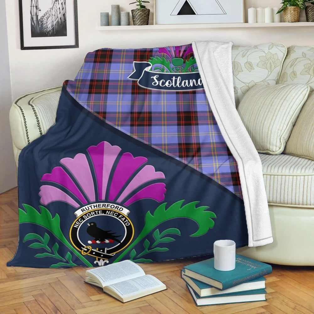 Clan Rutherford Tartan Crest Premium Blanket Thistle Style FY72 Clan Rutherford Tartan Today