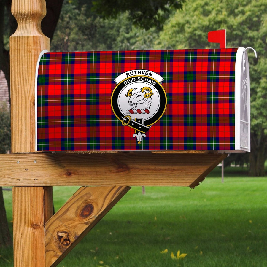 Clan Ruthven Modern Tartan Crest Mailbox