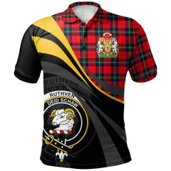 Clan Ruthven Modern Tartan Polo Shirt - Royal Coat Of Arms Style HF46 Ruthven Modern Tartan Tartan Polo