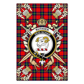 Clan Ruthven Modern Tartan Crest Black Garden Flag - Gold Thistle RN81 Clan Ruthven Tartan Today