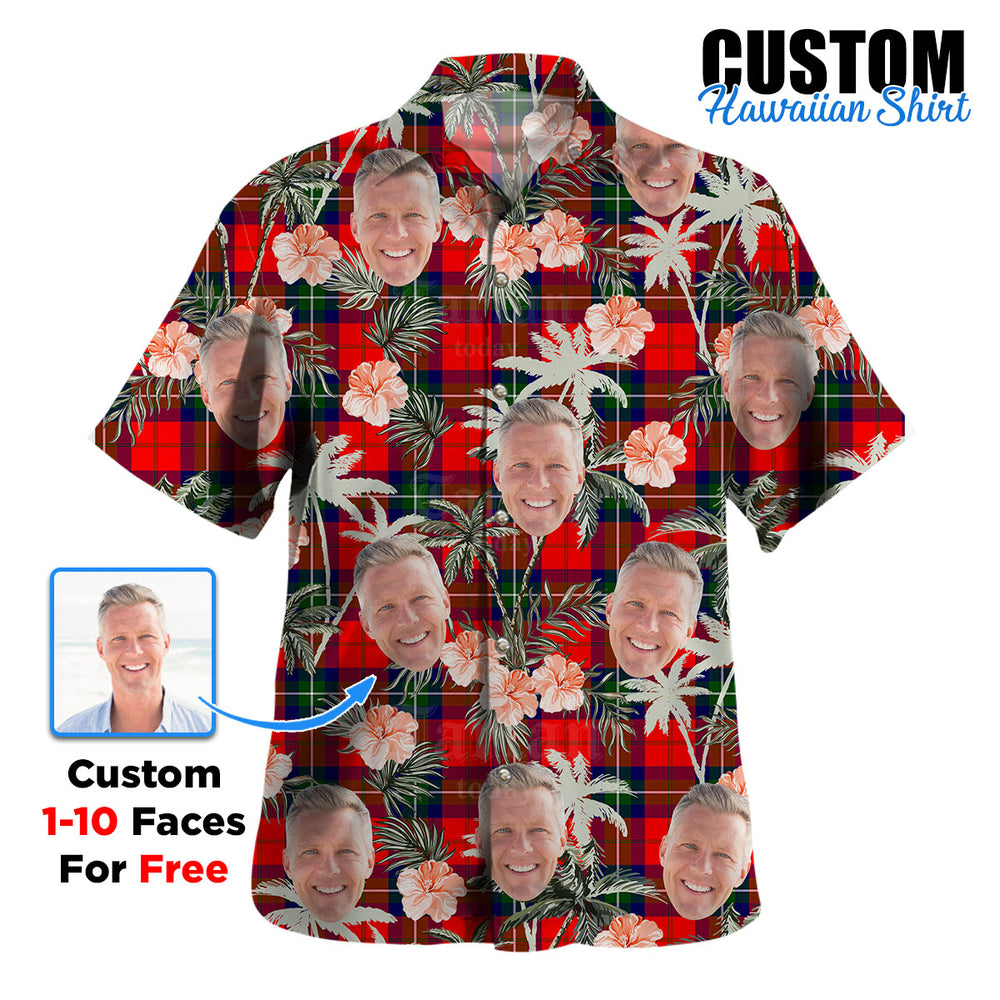 Clan Ruthven Modern Tartan Custom Face Hawaiian Shirt – Unisex Gift for Family Members, Summer Party PD13 Ruthven Modern Tartan Tartan Hawaii Shirt