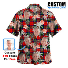 Clan Ruthven Modern Tartan Custom Face Hawaiian Shirt – Unisex Gift for Family Members, Summer Party PD13 Ruthven Modern Tartan Tartan Hawaii Shirt