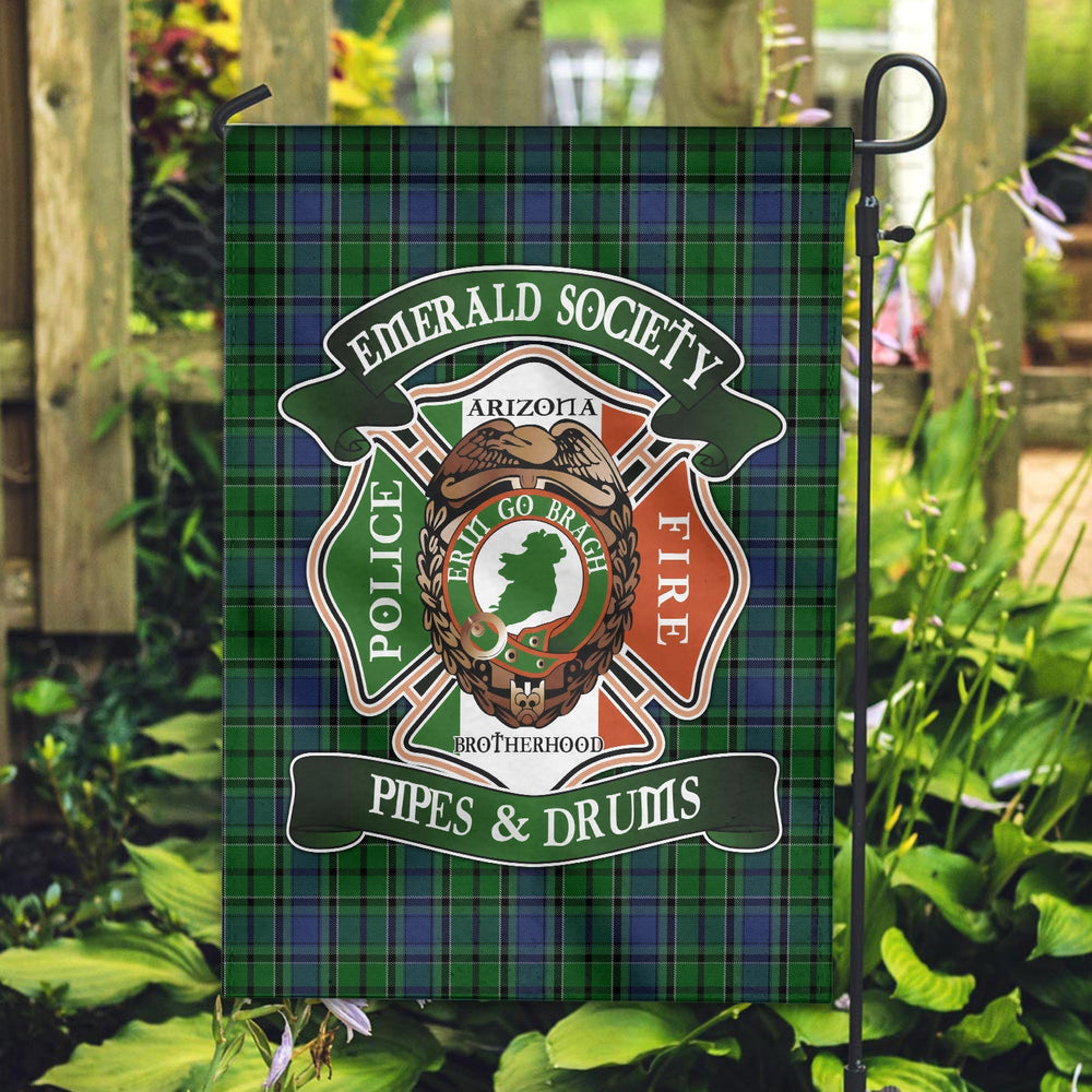 Clan Emerald Society 2 with Logo Tartan Garden Flag FQ89 Clan Garden Tartan Today
