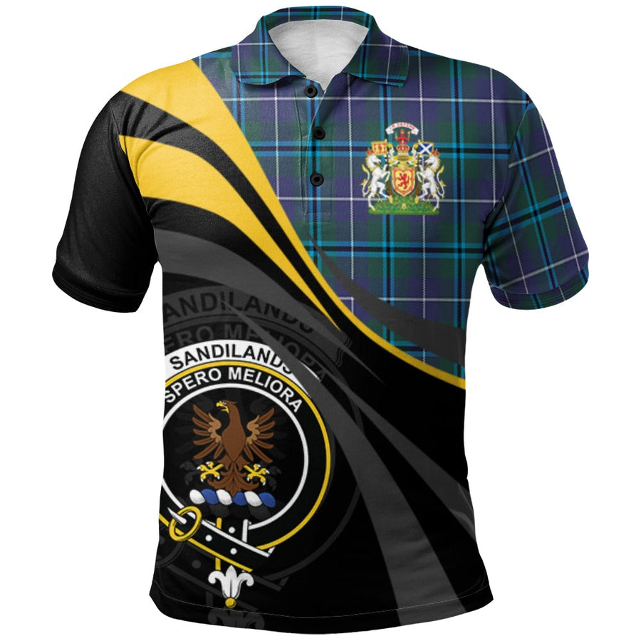 Clan Sandilands Tartan Polo Shirt - Royal Coat Of Arms Style PY53 Sandilands Tartan Tartan Polo