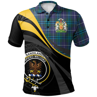 Clan Sandilands Tartan Polo Shirt - Royal Coat Of Arms Style