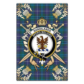 Clan Sandilands Tartan Crest Black Garden Flag - Gold Thistle ST88 Clan Sandilands Tartan Today
