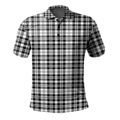 Clan Scott Black White Modern Tartan Polo Shirt