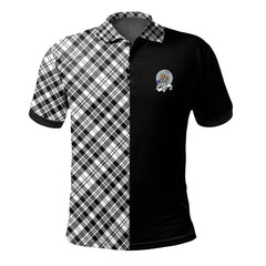 Clan Scott Black White Modern Tartan Polo Shirt Half of Me - Cross Style TR67 Scott Black White Modern Tartan Tartan Polo