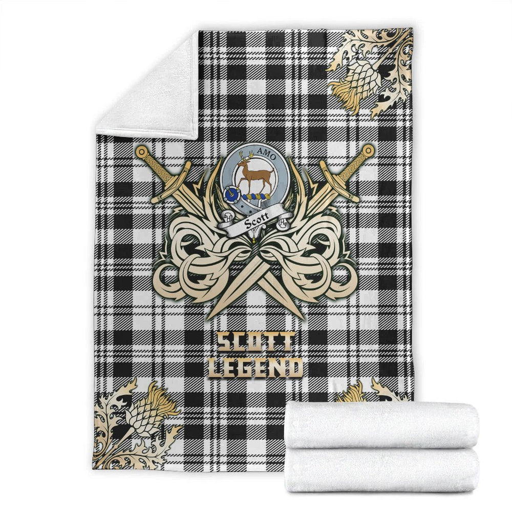 Clan Scott Black White Modern Tartan Gold Courage Symbol Blanket TA54 Clan Scott (Scott Tartan) Tartan Today
