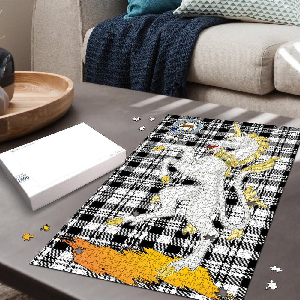 Clan Scott Black White Modern Tartan Crest Unicorn Scotland Jigsaw Puzzles Gift For Family BN62 Clan Scott (Scott Tartan) Tartan Today