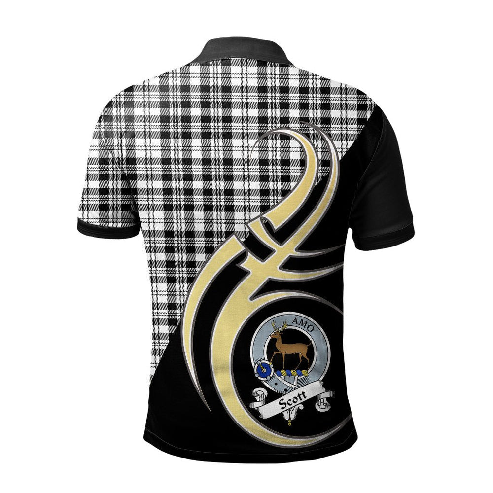 Clan Scott Black White Modern Tartan Polo Shirt - Believe In Me Style QE28 Scott Black White Modern Tartan Tartan Polo