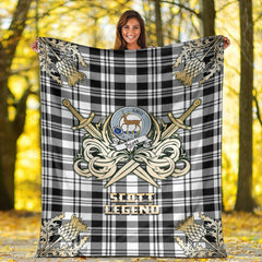 Clan Scott Black White Modern Tartan Gold Courage Symbol Blanket TA54 Clan Scott (Scott Tartan) Tartan Today