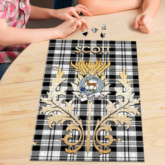 Clan Scott Black White Modern Tartan Crest Thistle Jigsaw Puzzles Gift For Family FB21 Clan Scott (Scott Tartan) Tartan Today