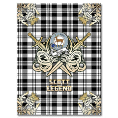 Clan Scott Black White Modern Tartan Gold Courage Symbol Blanket TA54 Clan Scott (Scott Tartan) Tartan Today