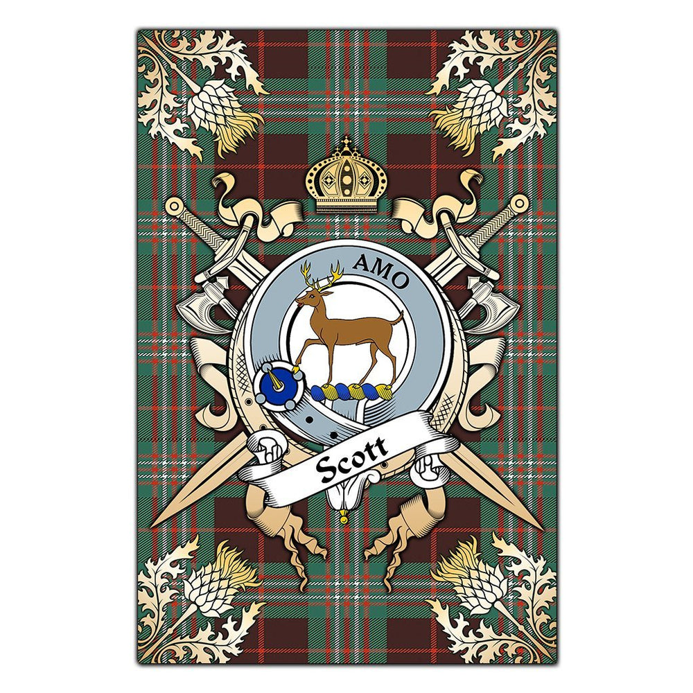 Clan Scott Brown Ancient Tartan Crest Black Garden Flag - Gold Thistle FV13 Clan Scott (Scott Tartan) Tartan Today