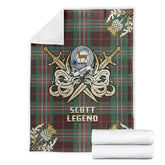 Clan Scott Brown Ancient Tartan Gold Courage Symbol Blanket TN40 Clan Scott (Scott Tartan) Tartan Today