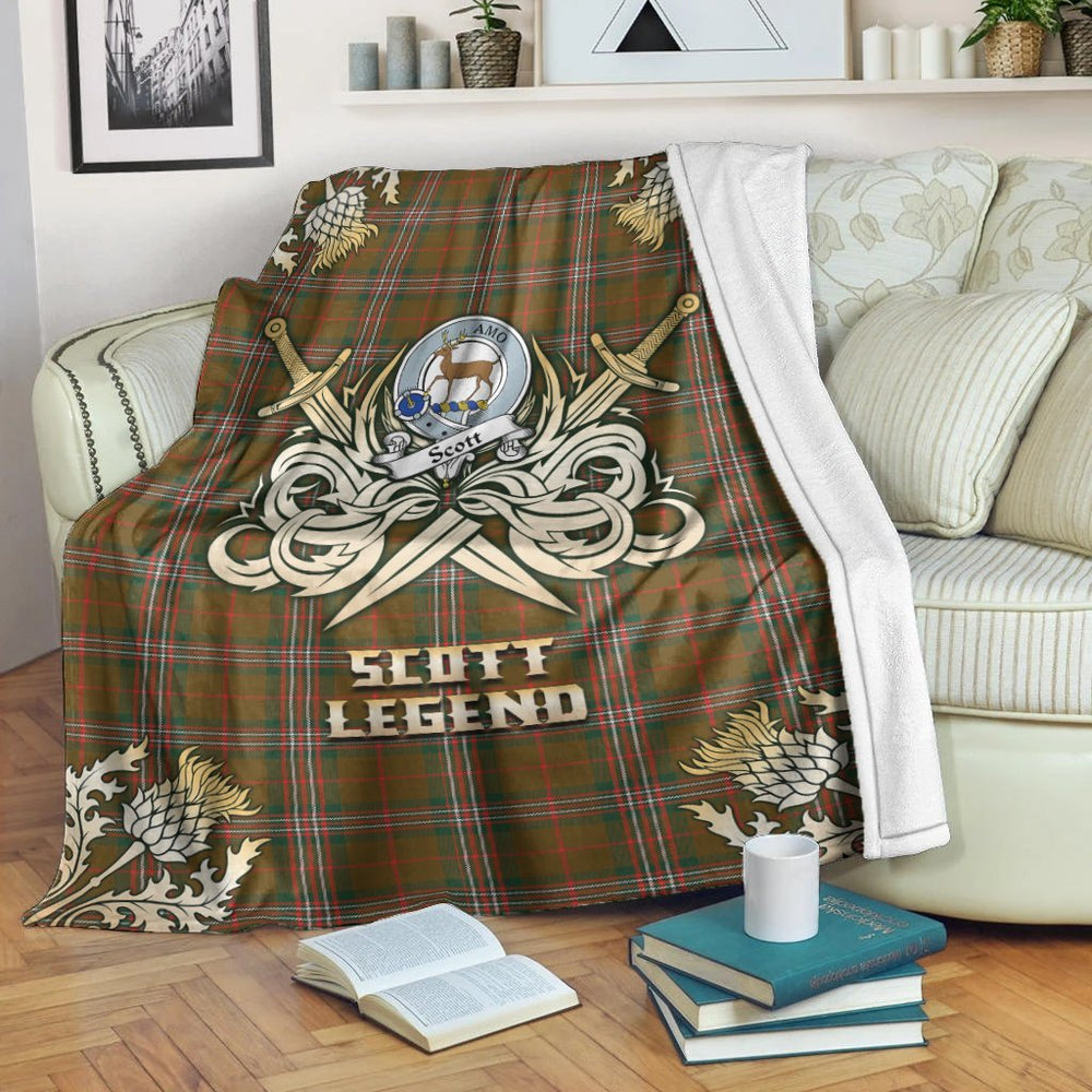 Clan Scott Brown Modern Tartan Gold Courage Symbol Blanket VF90 Clan Scott (Scott Tartan) Tartan Today