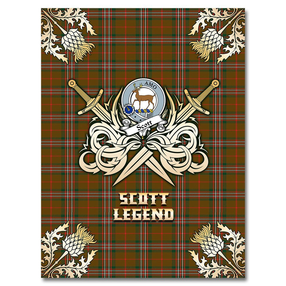 Clan Scott Brown Modern Tartan Gold Courage Symbol Blanket VF90 Clan Scott (Scott Tartan) Tartan Today