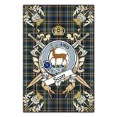 Clan Scott Green Modern Tartan Crest Black Garden Flag - Gold Thistle NU34 Clan Scott (Scott Tartan) Tartan Today