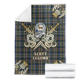 Clan Scott Green Modern Tartan Gold Courage Symbol Blanket JY73 Clan Scott (Scott Tartan) Tartan Today