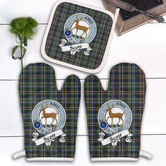 Clan Scott Green Modern Tartan Crest Oven Mitt And Pot Holder (2 Oven Mitts + 1 Pot Holder) YU64 Clan Scott (Scott Tartan) Tartan Today