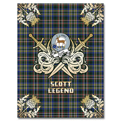 Clan Scott Green Modern Tartan Gold Courage Symbol Blanket JY73 Clan Scott (Scott Tartan) Tartan Today