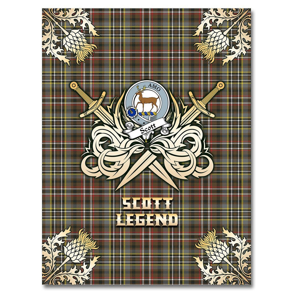 Clan Scott Green Weathered Tartan Gold Courage Symbol Blanket BP30 Clan Scott (Scott Tartan) Tartan Today