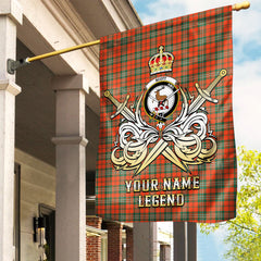 Custom Name Clan Scott Ancient Tartan Garden Flag with Clan Crest and the Golden Sword of Courageous Legacy HA34