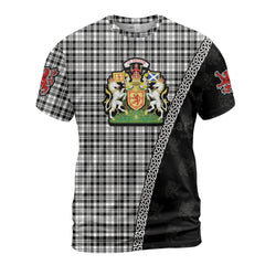 Personalized Clan Scott Black & White Modern Tartan Shirt with Scotland Coat of Arms & Custom Name UP43