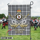 Personalized Custom Name Clan Scott Black & White Modern Tartan Garden Flag with Clan Crest and the Golden Sword of Courageous Legacy GQ70 - Scott Black & White Modern Tartan Design, Scottish Heritage Gift