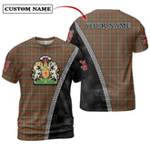 Scott Brown Modern Tartan Shirt with Scotland Coat of Arms & Custom Name WG44
