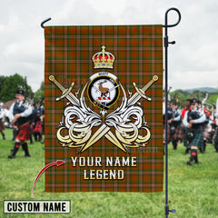 Personalized Custom Name Clan Scott Brown Modern Tartan Garden Flag with Clan Crest and the Golden Sword of Courageous Legacy FG85 - Scott Brown Modern Tartan Design, Scottish Heritage Gift