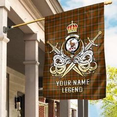 Custom Name Clan Scott Brown Modern Tartan Garden Flag with Clan Crest and the Golden Sword of Courageous Legacy FG85