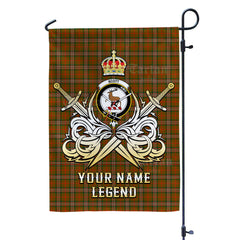 Custom Name Clan Scott Brown Modern Tartan Garden Flag with Clan Crest and the Golden Sword of Courageous Legacy FG85