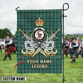 Personalized Custom Name Clan Scott Green Ancient Tartan Garden Flag with Clan Crest and the Golden Sword of Courageous Legacy AW14 - Scott Green Ancient Tartan Design, Scottish Heritage Gift