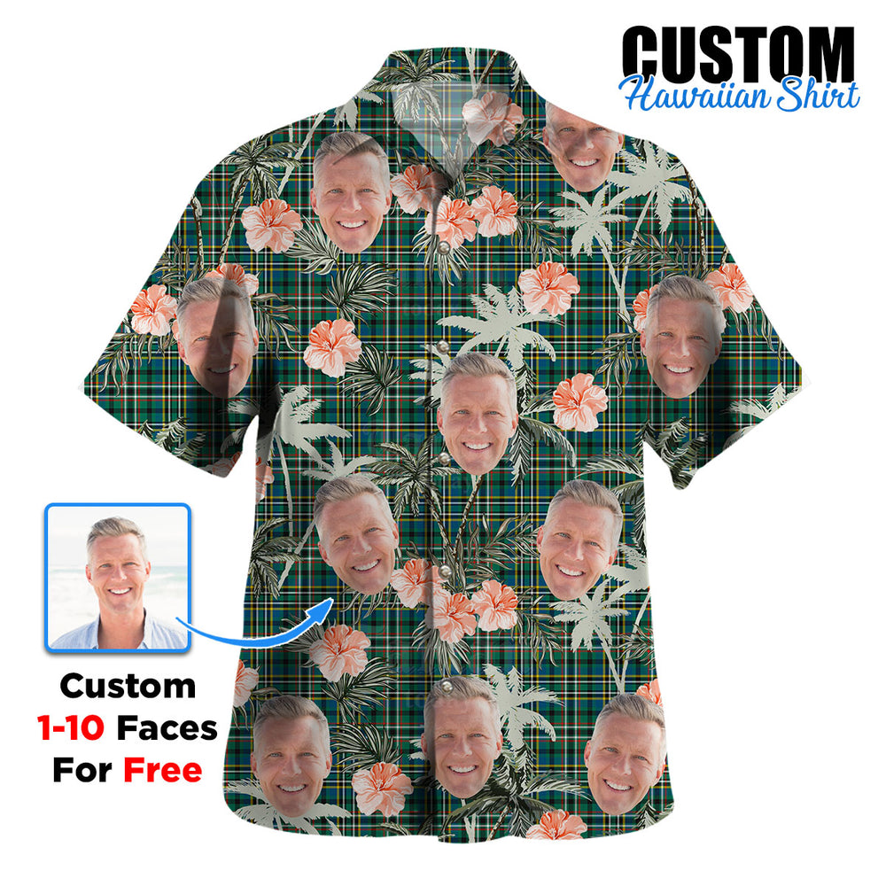 Clan Scott Green Ancient Tartan Custom Face Hawaiian Shirt – Unisex Gift for Family Members, Summer Party AE53 Scott Green Ancient Tartan Tartan Hawaii Shirt