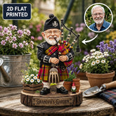 Personalized Scrymgeour Clan Bagpipe Garden Gnome Caricature Plaque Custom Photo, Any Clan Tartan, Wood or Acrylic, Grandpa & Dad Gift, Scottish Highland Garden Decor CK71