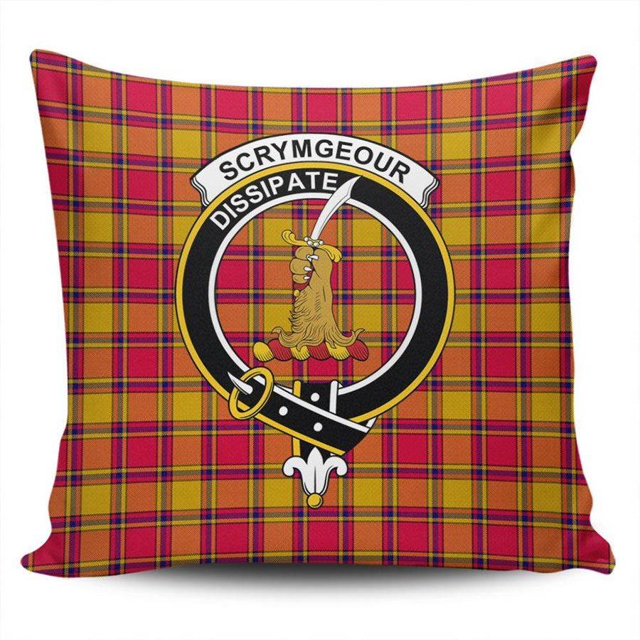 Clan Scrymgeour Tartan Crest Pillow Cover