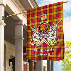 Custom Name Clan Scrymgeour Tartan Garden Flag with Clan Crest and the Golden Sword of Courageous Legacy DO38