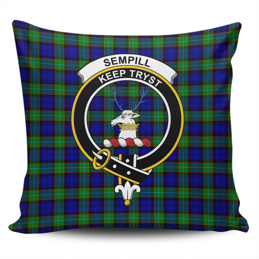 Clan Sempill Modern Tartan Crest Pillow Cover