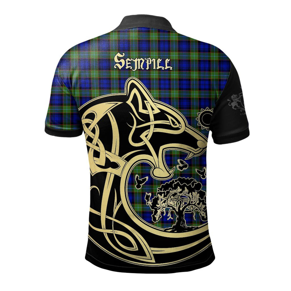 Clan Sempill Modern Tartan Polo Shirt Viking Wolf BF46 Sempill Modern Tartan Tartan Polo