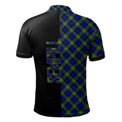 Clan Sempill Modern Tartan Polo Shirt Half of Me - Cross Style BD17 Sempill Modern Tartan Tartan Polo