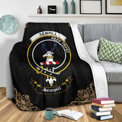Clan Sempill (or Semple) Crest Tartan Premium Blanket Black OV75 Clan Sempill Tartan Today
