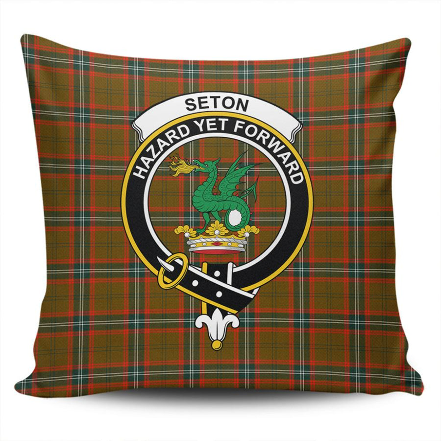 Clan Seton Hunting Modern Tartan Crest Pillow Cover