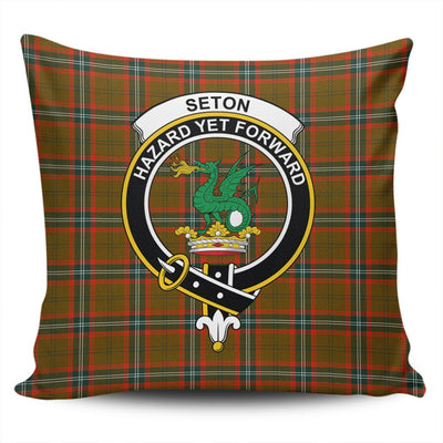 Clan Seton Hunting Modern Tartan Crest Pillow Cover