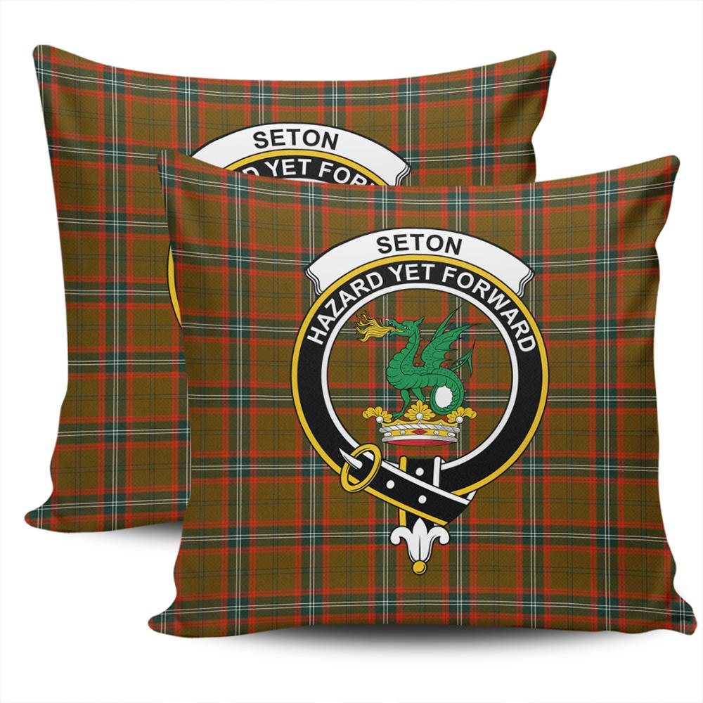 Clan Seton Hunting Modern Tartan Crest Pillow Cover SU80 Clan Seton Tartan Today