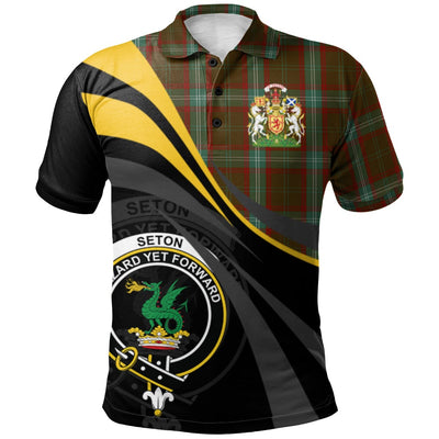 Clan Seton Hunting Tartan Polo Shirt - Royal Coat Of Arms Style