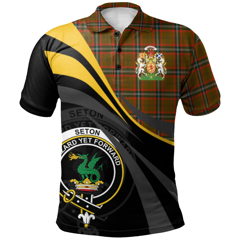 Clan Seton Hunting Modern Tartan Polo Shirt - Royal Coat Of Arms Style ER96 Seton Hunting Modern Tartan Tartan Polo