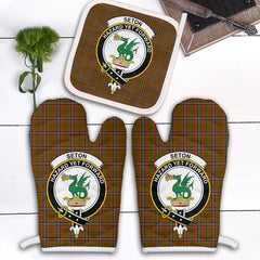 Clan Seton Hunting Modern Tartan Crest Oven Mitt And Pot Holder (2 Oven Mitts + 1 Pot Holder) PX27 Clan Seton Tartan Today
