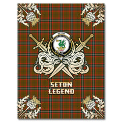 Clan Seton Hunting Modern Tartan Gold Courage Symbol Blanket CN34 Clan Seton Tartan Today